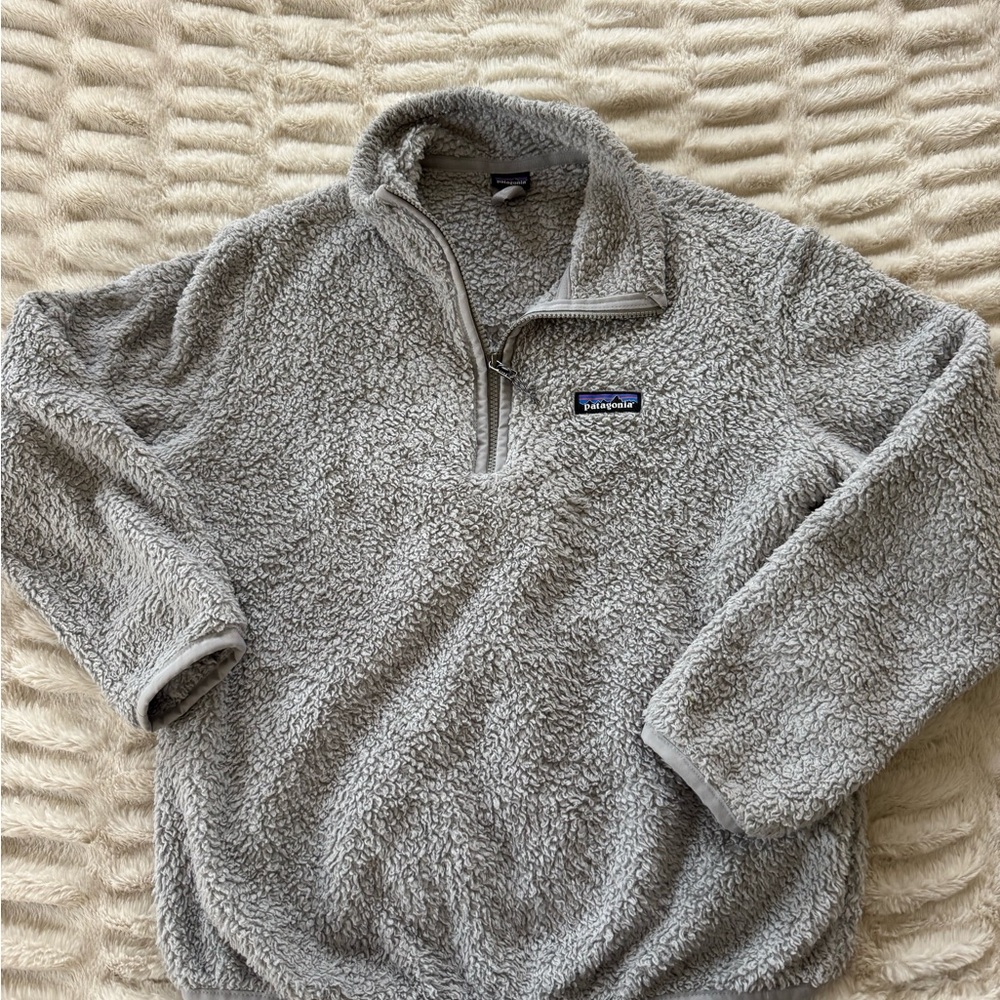 Patagonia Light Gray Sherpa Fleece Half-Zip Pullover